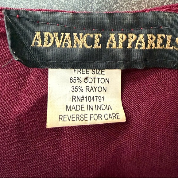 Advance Apparels Burgundy Maxi Dress with gold and embroidered accents - Picture 6 of 8